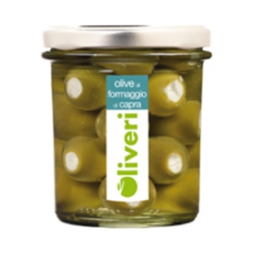 Oliveri - Grüne Oliven mit Ziegenkäse gefüllt