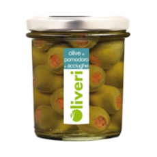 Oliveri - Grüne Oliven mit Tomaten und Sardellen gefüllt