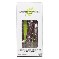 Lakritsfabriken - Salzige Lakritzstangen in Bitterschokolade mit geraspelter Zuckerstange