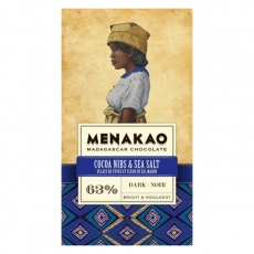 Menakao - Edelbitterschokolade mit Kakaosplittern und Meersalz 63 %