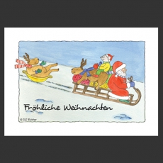 Weihnachts-Postkarte - Schlittenfahrt