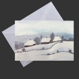 Aquarell-Künstler-Klappkarte - Schneelandschaft